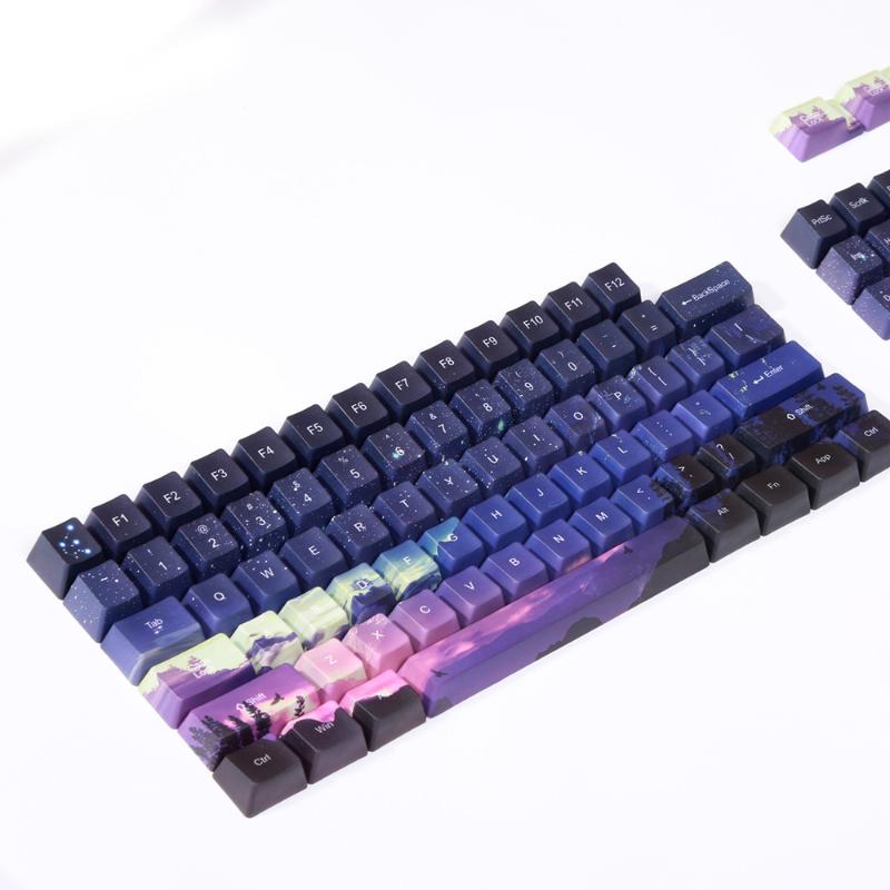 

Sunset Starry Sky Keycap PBT Sublimation Keycaps OEM Profile Mechanical Keyboard Personality Key-cap Compatible with GH60/104