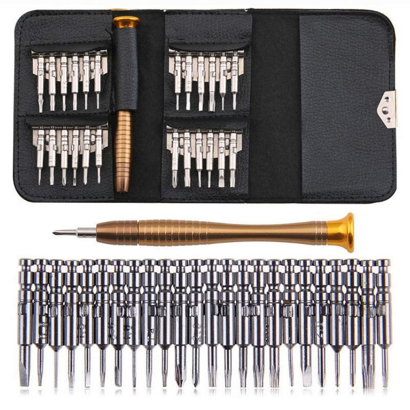 

25 In 1 Screwdrivers Set One Handle with 24 Pcs Tips Multi Type Slotted Pentalobe Torx for Mobile Phone Repair