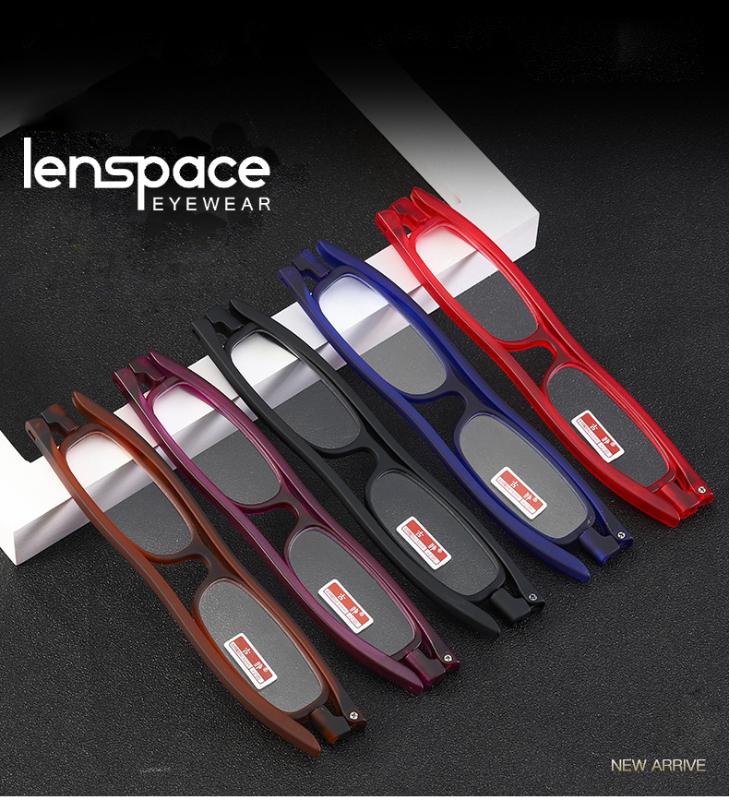 

LENSPACE 2020 Reading Glasses Men Women Blue Light Glasses TR90 Ultra-thin 360-degree Rotatin Square Computer Reading