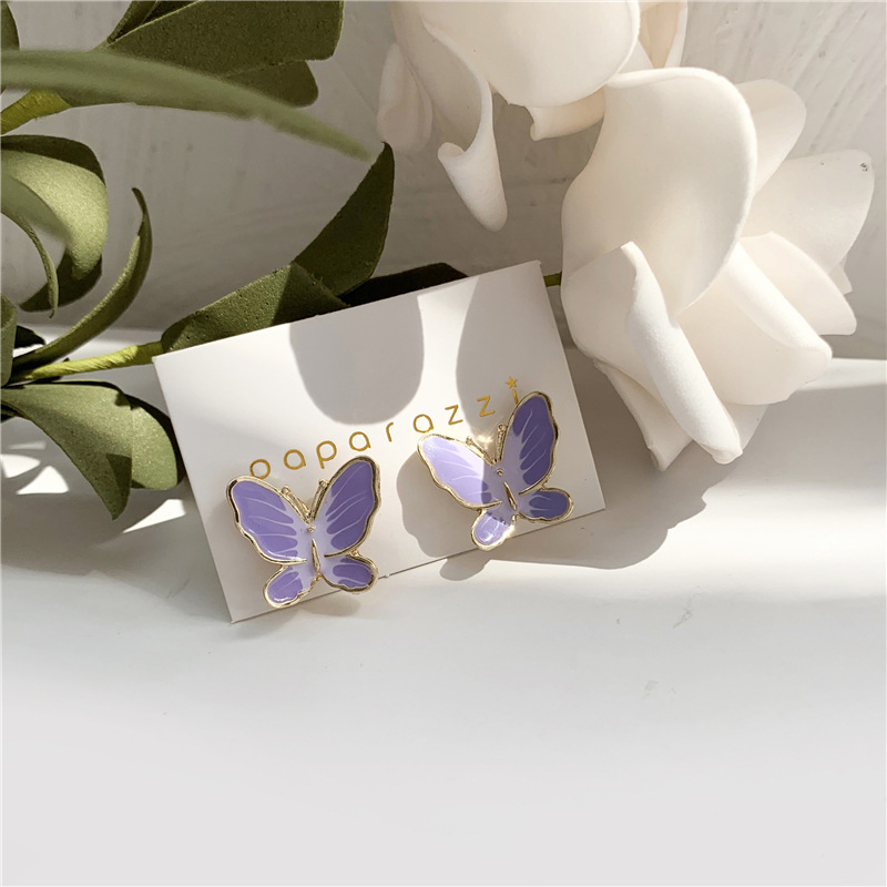 

Earring Piercing Earrings Simple Women Fashion Shaped Womans Stud Wedding Girl Elegant Butterfly Purple Retro Zinc Alloy Brincos
