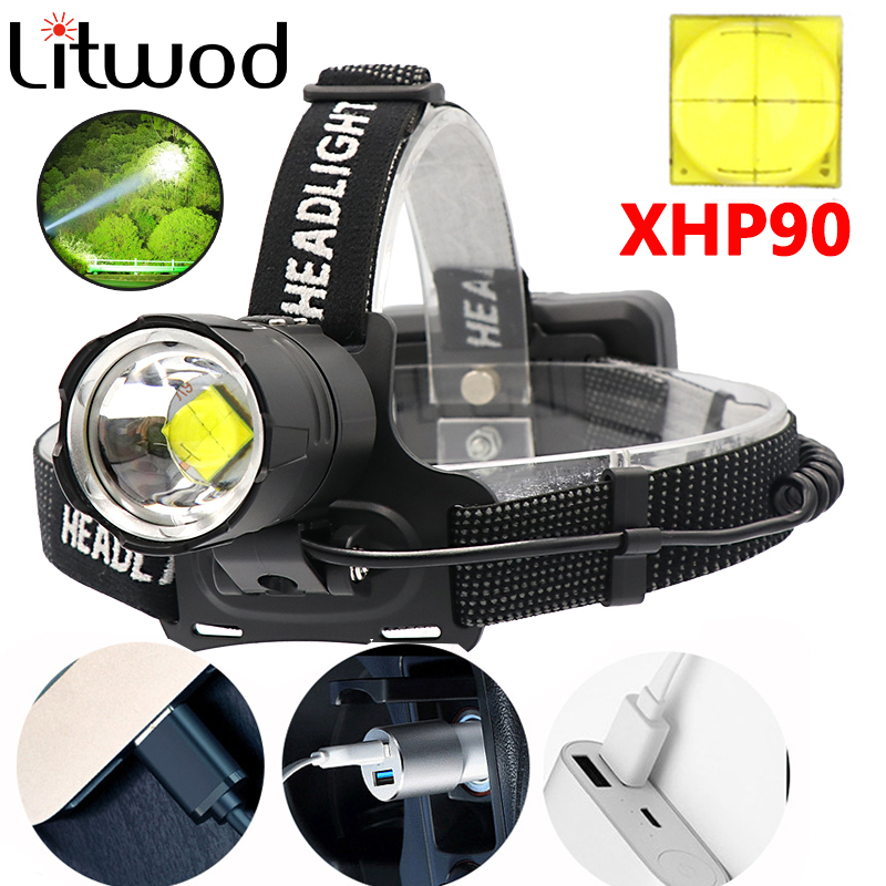 

Headlamps Z40Super Bright XHP90 USB Rechargeable Led Headlamp XHP70 Most Powerfull Headlight Fishing Camping ZOOM Torch By 3*18650 Battery