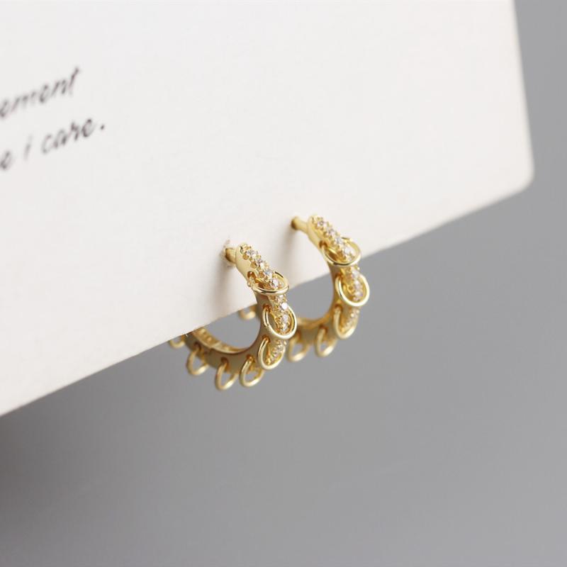 

925 Sterling Silver Earring Fashion Punk Personality Design Zircon Ring Circle Ear Ring Ear Bone Wild Trend Boy Girl Jewelry