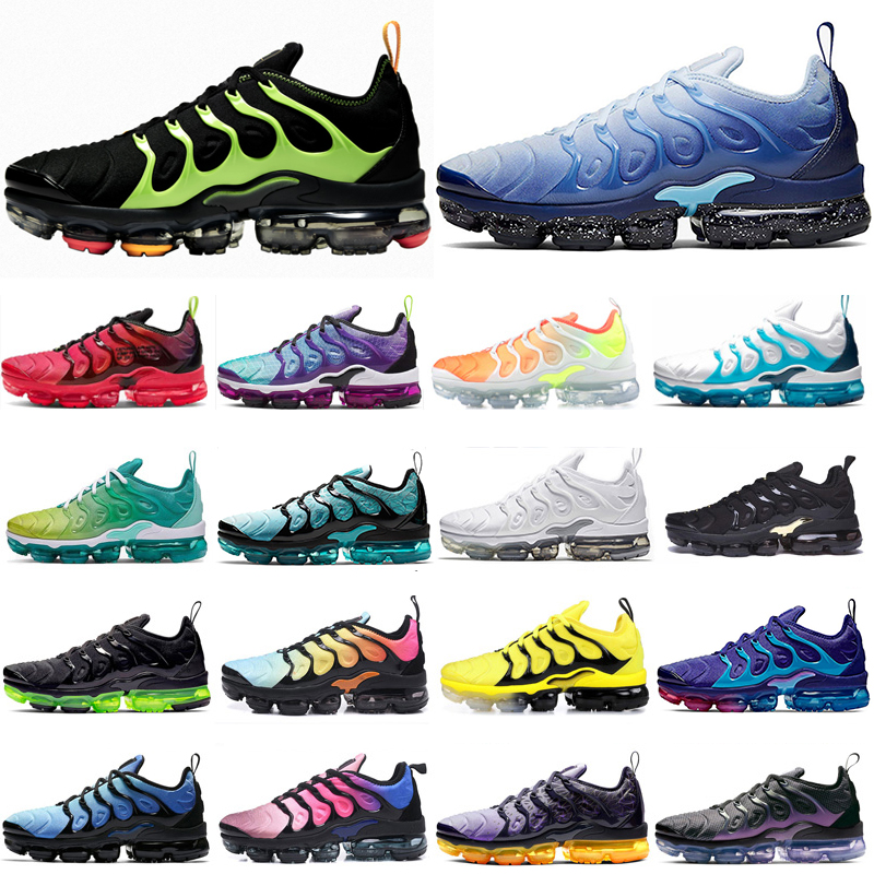 

2020 TN Plus SE men running shoes ultra triple black INVERSE SUNSET Anthracite Game Royal Hornets mens trainer sports sneakers, 36-45 cool grey