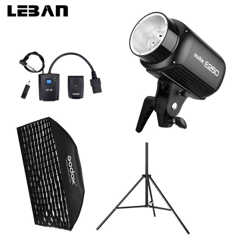 

Godox E250 250Ws Photography Studio Flash Strobe Light + 50 x 70cm Softbox + 180cm Light Stand AT-16 Trigger Flash Kit