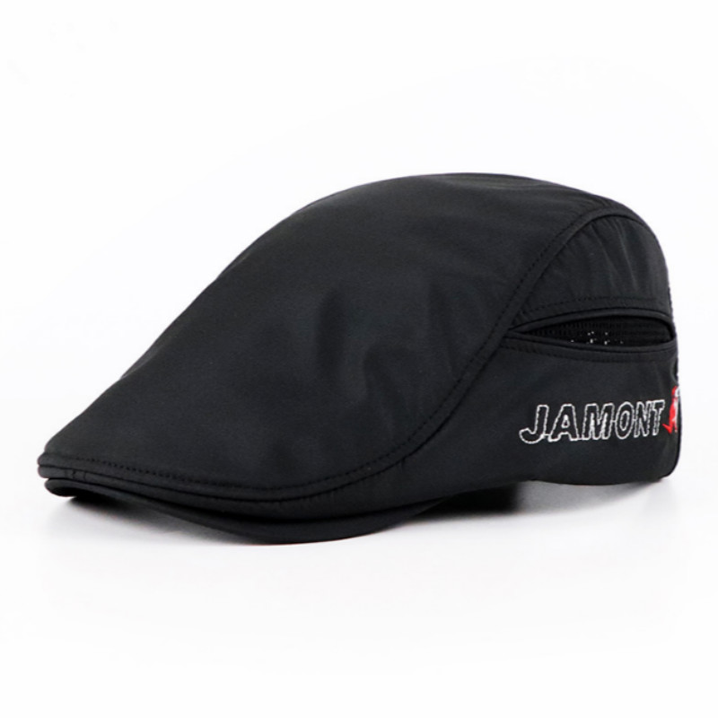 

Berets Summer Breathable Men Beret Hat Solid Mesh Ivy Cap Blank British Style Retro Sboy Cabbie Vintage Flat Golf Driver, Black