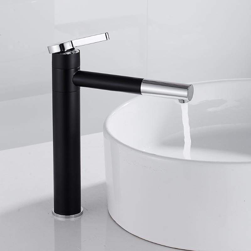 

Bathroom Cylindrical 360 Degrees Rotating Head Basin Mixer High Faucet Washbasin Faucet Hot and Cold Water Tap