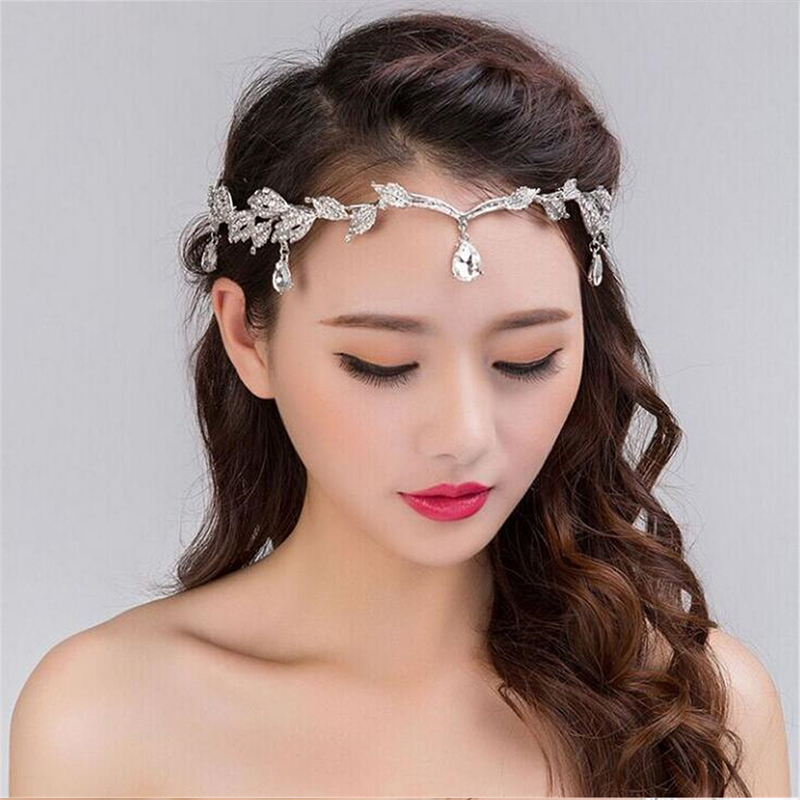 

SHUANGR Luxury Crystal Crown Bridal Hair Accessories Wedding Rhinestone Waterdrop Leaf Tiara Crown Headband Hair Jewelry