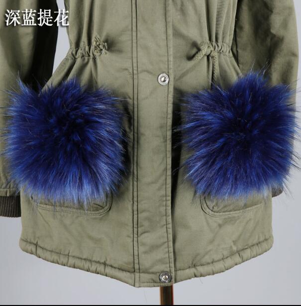 

Women's winter coat faux fur pocket fur lady's fashion warm pocket gloves