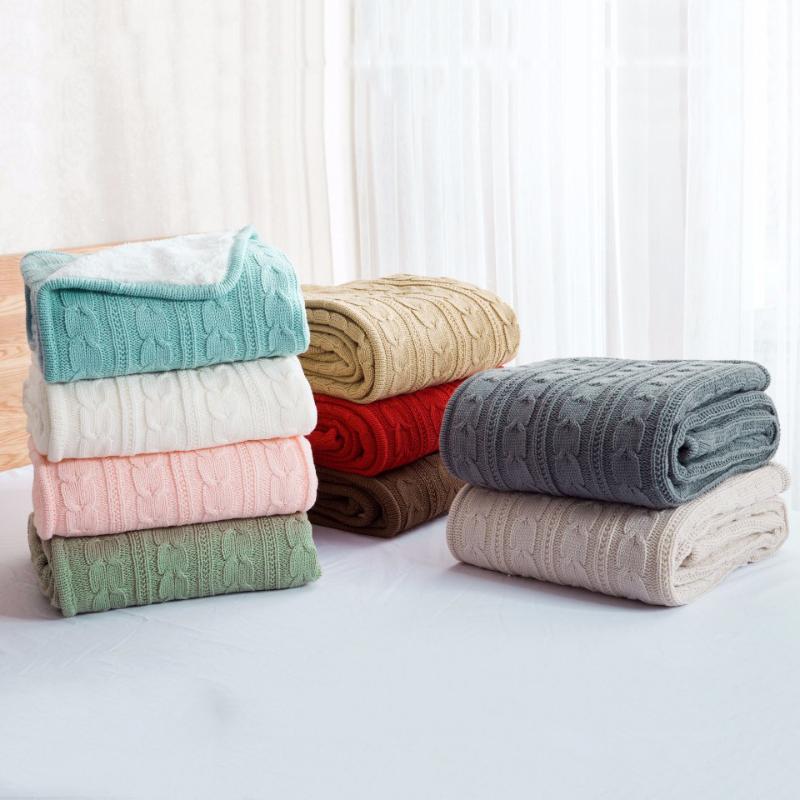 

CHAUSUB Quality Double Knitted Blankets Winter Hotels Home Sofa Wool Blanket Acrylic Cashmere Leisure Blanket 9 Colors GRAY PINK