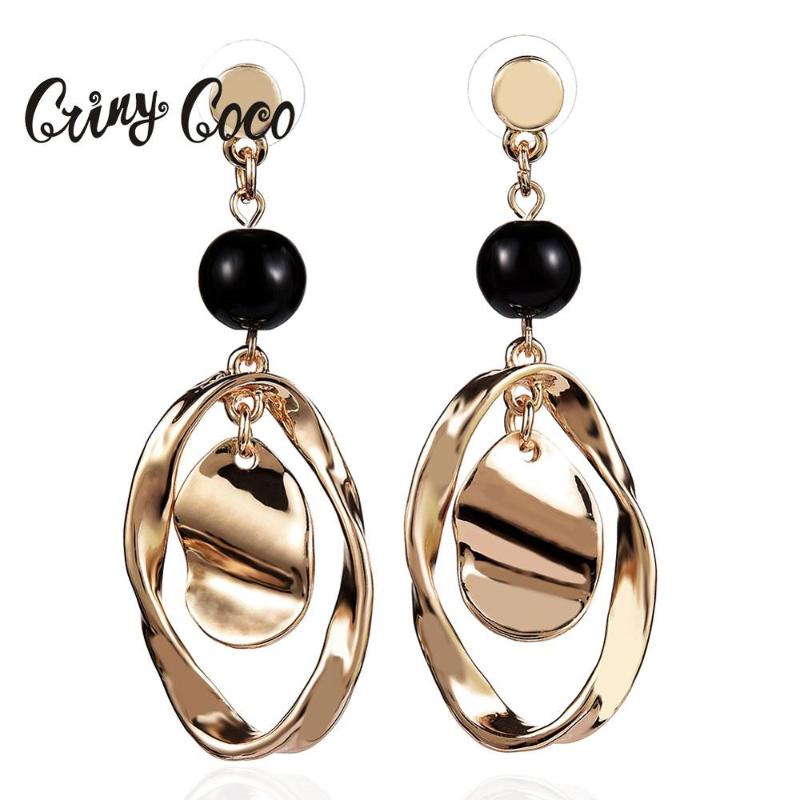 

Cring Coco 2020 Fashion Gold Color Drop Earrings for Women Trendy Alloy Pendientes Jewelry Metal Dangling Statement Earring Hot