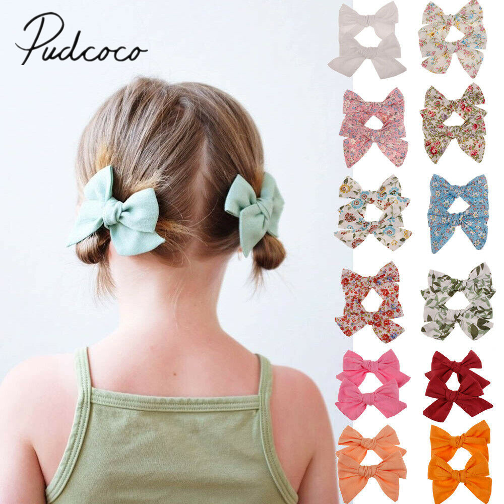 

2019 Baby Summer Clothing 2Pcs/Sets Teens Big Hair Bows Knot Hair Clips Girls Kids Toddler Cotton Headband Wholesale 14 Colors