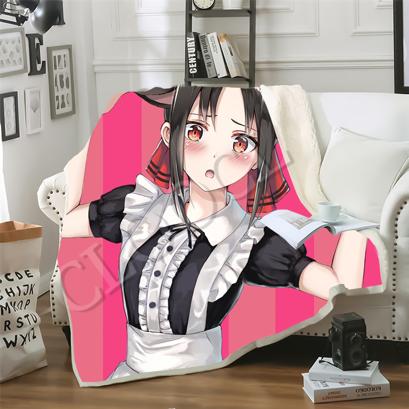 

Newest Sofa Travel Youth Bedding Anime Kaguya Sama Love Is War 3D Print Double Layer Blankets Bedspread for Plush Blanket Sofa Quilt