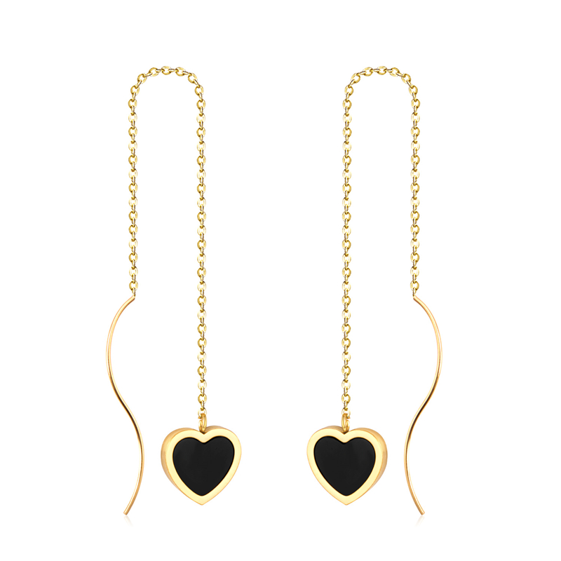 

LUXUKISSKIDS Stainless Steel Statement Dangle Earring with Cute Heart Shell Dangle Earrings for Girl Women Fashion Jewelry