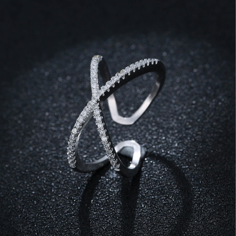 

Wedding Rings 100% Rings For Women Across With Zircon Design Vintage Thai Jewelry Open Ring For Lover Best Gift