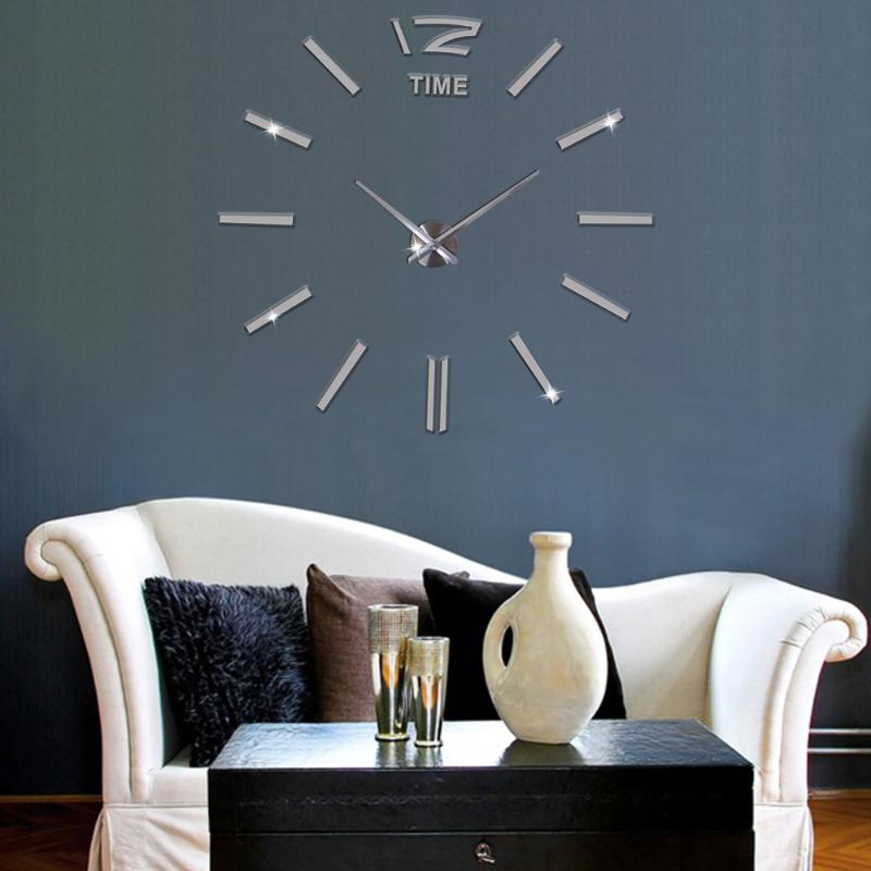 

3D DIY Big Wall Clock Time Acrylic Mirror Wall Stickers Watch Modern Design Silent Large Clock Living Room Home Decor