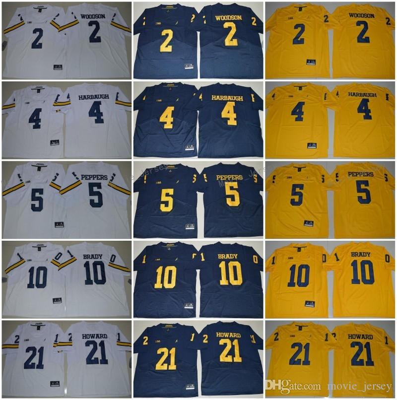 

2018 Michigan Wolverines 3 Rashan Gary 21 Desmond Howard 10 Tom Brady 4 Jim Harbaugh Charles Woodson Jabrill Peppers College Football Jersey, White