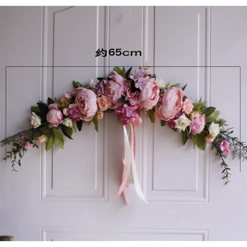 

Artificial wreath door threshold flower DIY wedding home living room party pendant wall decor Christmas garland gift rose peony, Orange