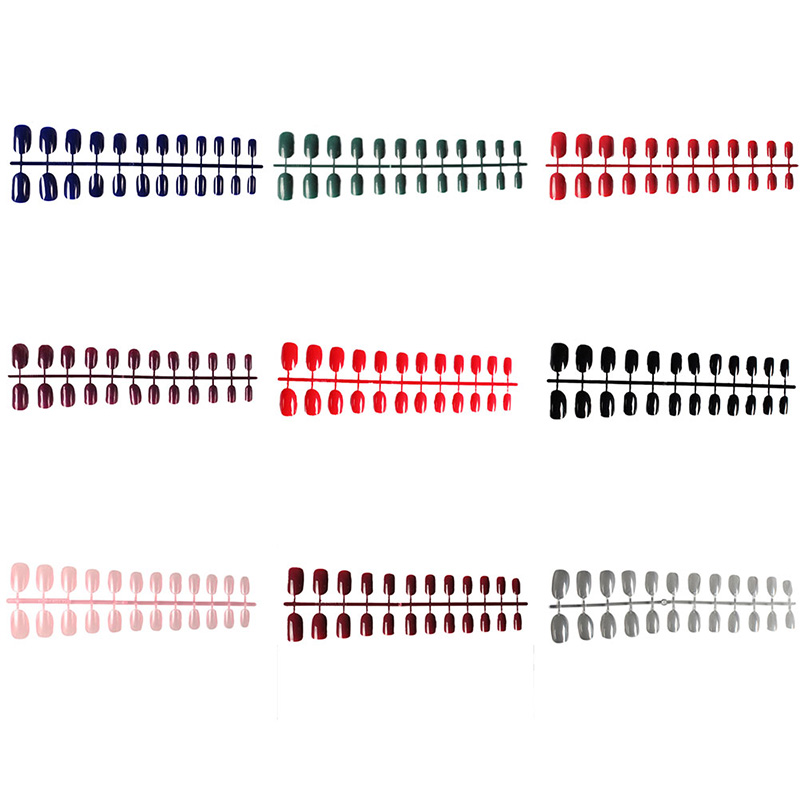 

24Pcs Fashion DIY Nail Art Tips Shiny White False Nails Oval Candy Acrylic Fake Nails Manicure Tool, As picture