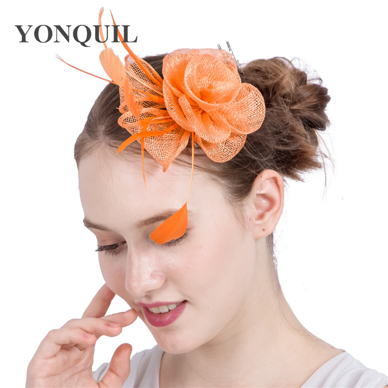 

21Colors cute sinamay DIY fascinator hair accessories elegant women weddig headwear on hair combs church cocktail party headpiece SYF161