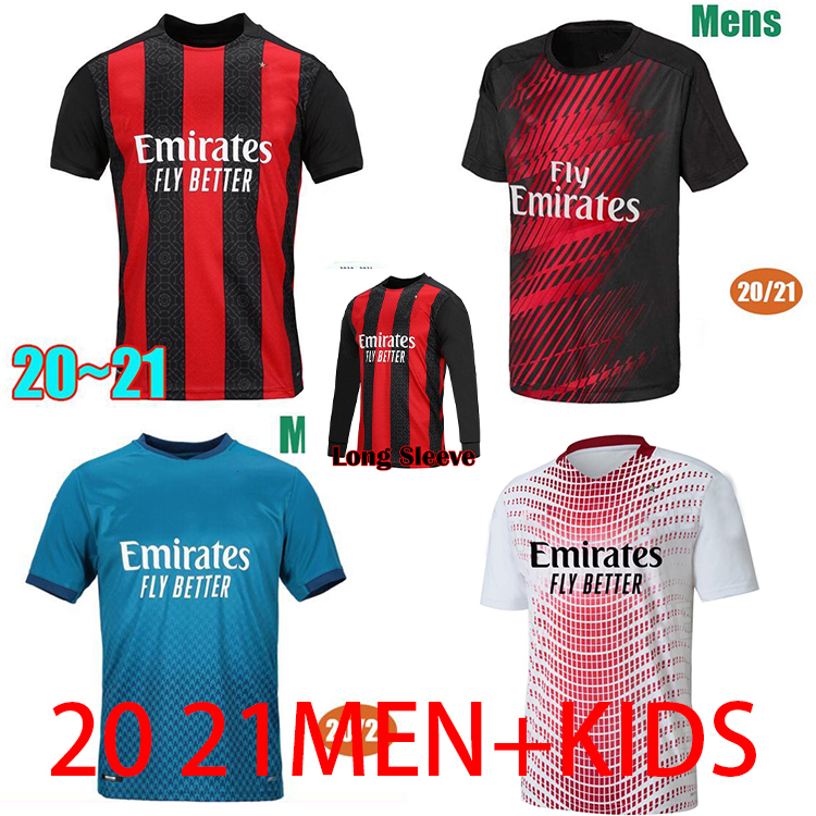 

AC milan 20 21 soccer jersey IBRAHIMOVIC PAQUETA BENNACER ROMAGNOLI CALHANOGLU 2020 2021 football shirt THEO REBIC maillot Long sleeves, Black;yellow