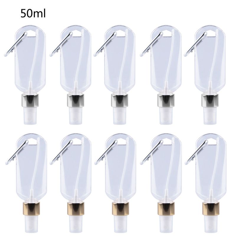 

5Pcs 50ml Reusable Portable Mini Alcohol Spray Bottle Hand Sanitizer Travel Small Holder Hook Keychain Carrier Bottles