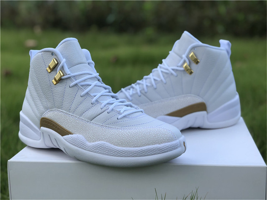 

2020 Release Authentic 12 OVO 12S White Metallic Gold Men Basketball Shoes Real Carbon Fiber Sports Sneakers With Original box