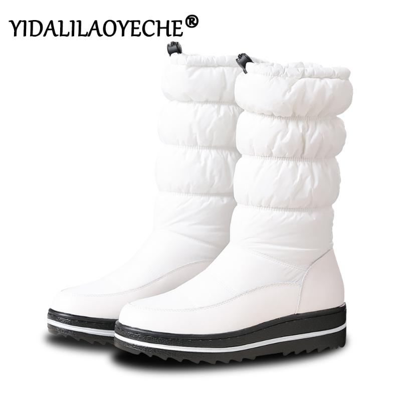 

Large size 35-44 winter ladies snow boots warm thick down thick platform boots female waterproof non-slip mid calf women's, Black