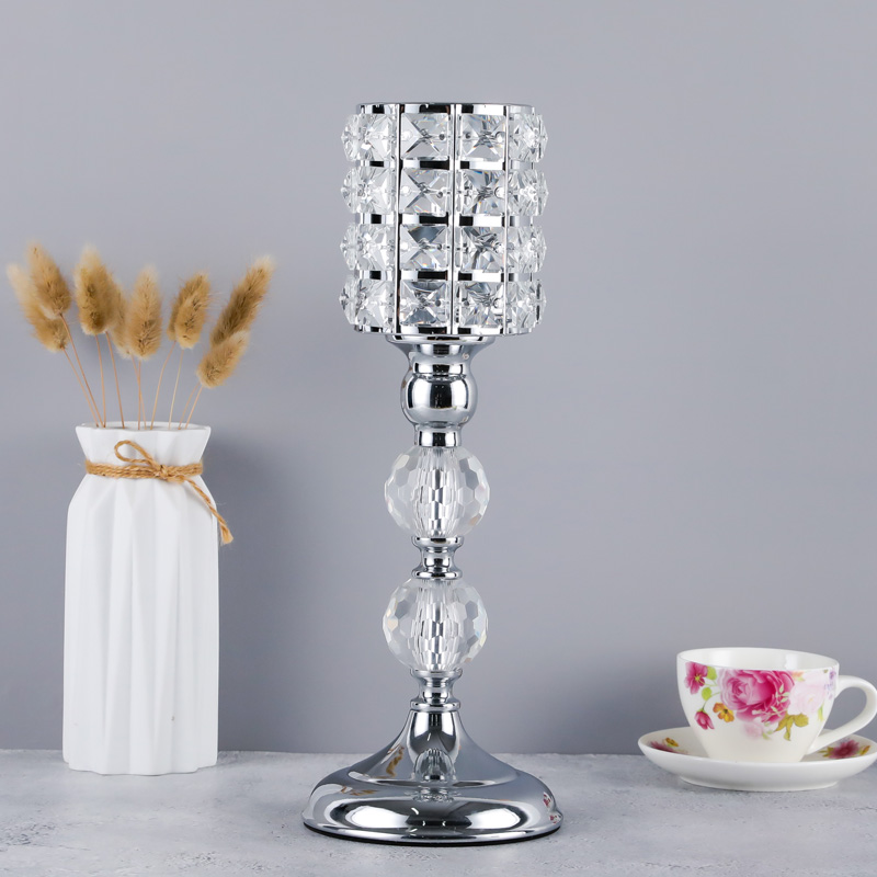 

European Crystal Metal light Candle Holder For Coffee Dining Table Wedding Christmas Halloween Party Home Decoration ZXT006