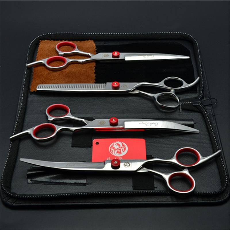 

4Pcs Suit 6" Stainless Purple Dragon Professional Pets Hair Shears Cutting+Thinning+UP&Down Curved Shears Grooming-for-dog Z3001