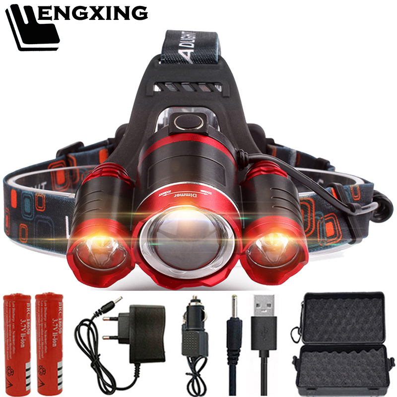 

Powerful XML-T6 3 Led Headlamp Headlight Light Lantern Head Lamp Zoomable Rechargeable 18650 Battery Best For Camping