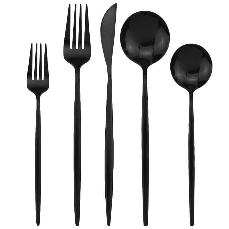 

30Pcs Colorful Gold Flatware Set Black Cutlery Set Mirror Dessert Fork Spoon 304 Stainless Steel Tableware Kitchen Dinnerware
