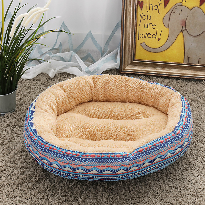 

FUNABKY 50*12cm Geometric Patterns Cotton Waterproof soft dog Round Dog Bed Washable Pet Breathable Handwash Beds & Mats, 38