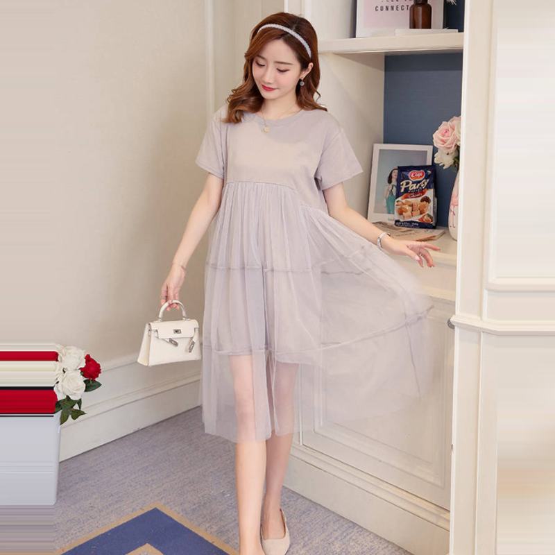 

2020 New Fashion Summer Maternity Women Mesh Patchwork Dresses Pregnancy Dress Photography Pregnant Dress Clothing Vestidos L350, Gray