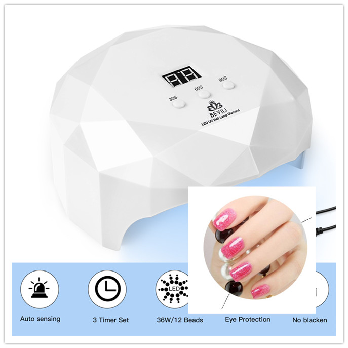 

36W White Nail Phototherapy Machine Easy To Use UV Nail Lamp Dryer LED Gel Lamp Baking Tools