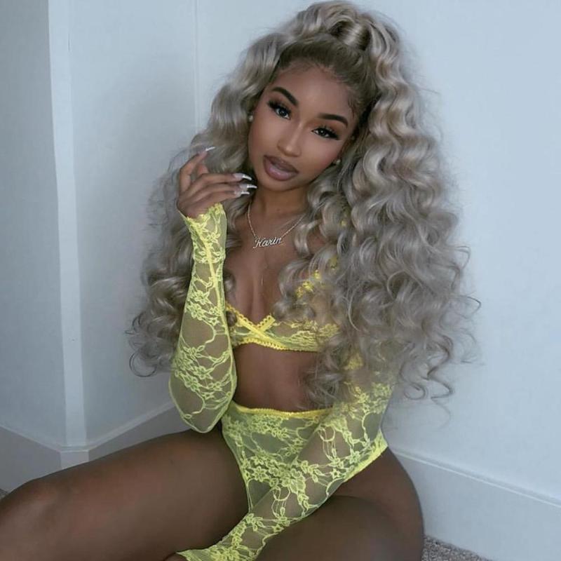 

European Hair Ombre Ash Blonde Color 13x4 180% lace front wig remy hair transparent lace free shipping overnight, As pic