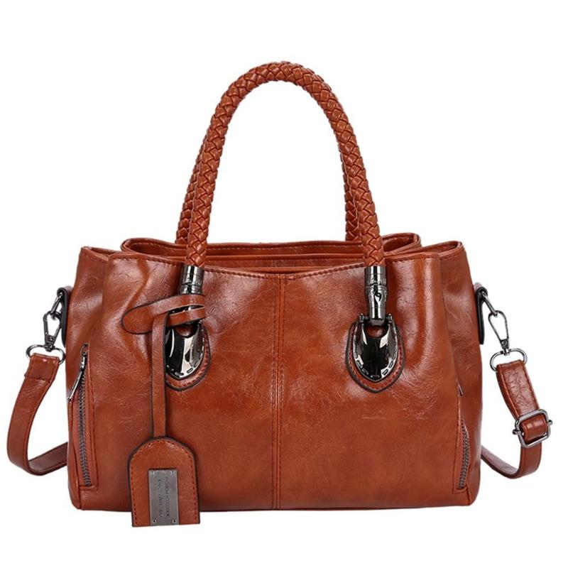 

Fashion Women's Shoulder Bag Handbag Solid Color Large Capacity Leather Casual Wild Simple Fashion H1, Black