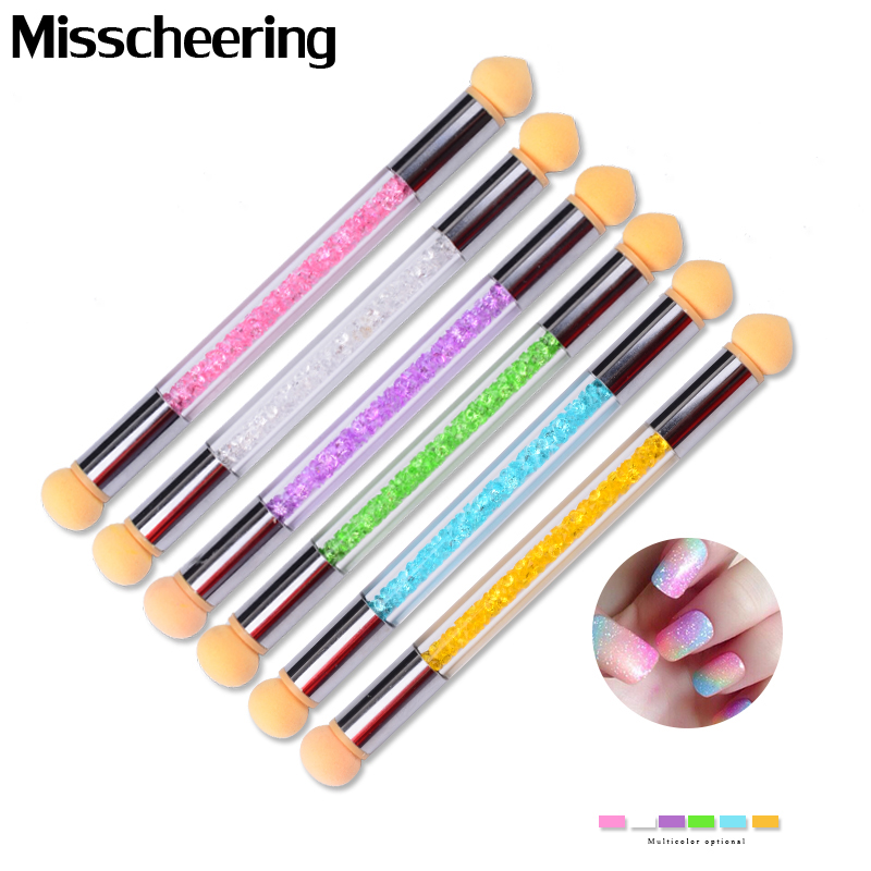 

1 Pcs Hot UV Gel Painting Nail Gradient Brush Pen Double-ended Acrylic Nail Art Sponge Glitter Powder Picking Manicure Tool