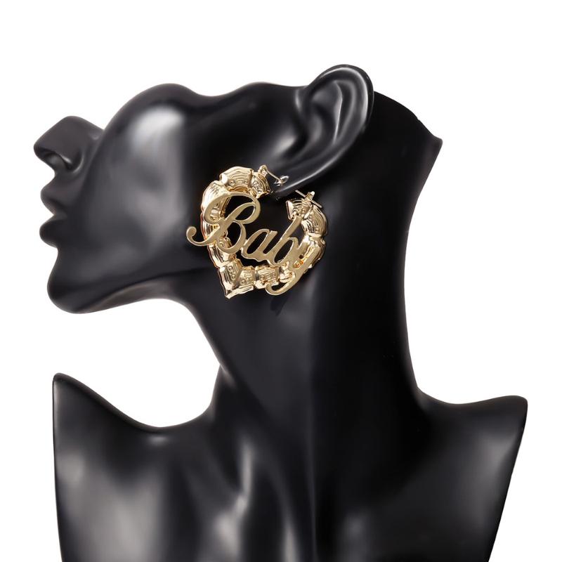 

Women's Hollow Letter Large Hoop Earrings Hip Hop Punk Round Creative Heart Heart Letter Earring Party Jewelry