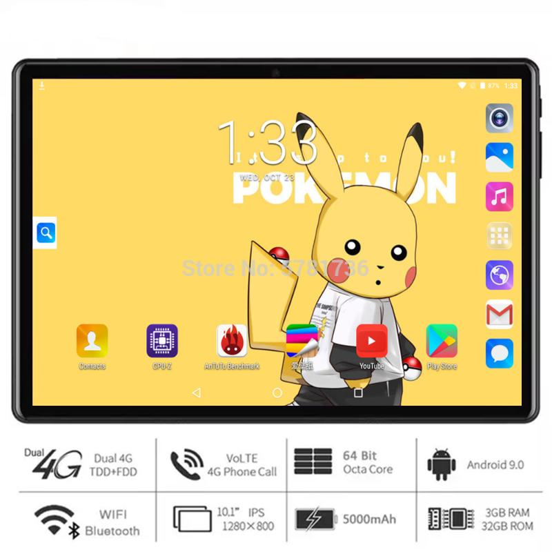 

2020 New 10 inch Octa Core tablet Andriod 9.0 OS 4G LTE Phone Call 1280*800 IPS Screen 3GB RAM 32GB ROM Type-C 5G Wifi GPS, Black