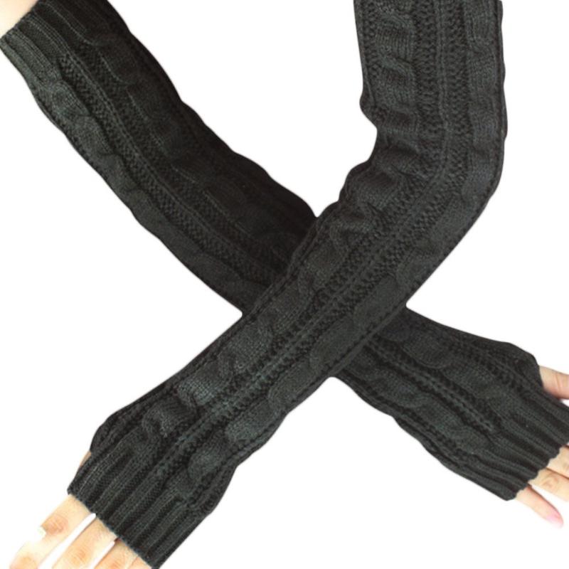 

Winter Vrouwen Warmte Gebreide Arm Vingerloze Handschoenen Lange Stretchy Wanten W1220
