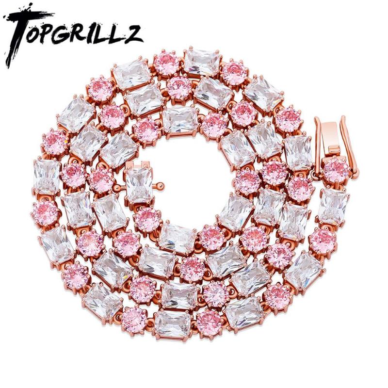 

TOPGRILLZ 6mm Choker Necklace Iced Out Round and Square Cubic Zirconia Women's Necklace Hip Hop Fashion Jewelry For Gift