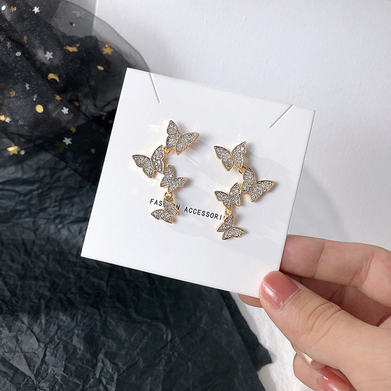 

Korean Fashion New Butterfly Earrings For Women Korean Style 2020 Girl Zircon Stud Cute statement Earrings Butterfly Jewelry