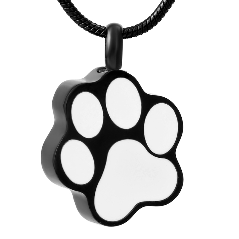 

IJD8451 Stainless Steel Pet Dog Cat Print Cremation for Ashes Urn Necklace Memorial Pendant Jewelry