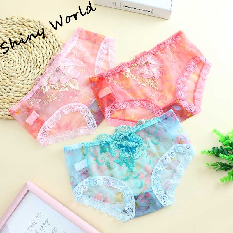 

Sexy Lace Underwear For Women Low-Rise Briefs Exquisite Embroidery Sweet Lingerie Breathable Panties Seamless Comfort Underpants, Black