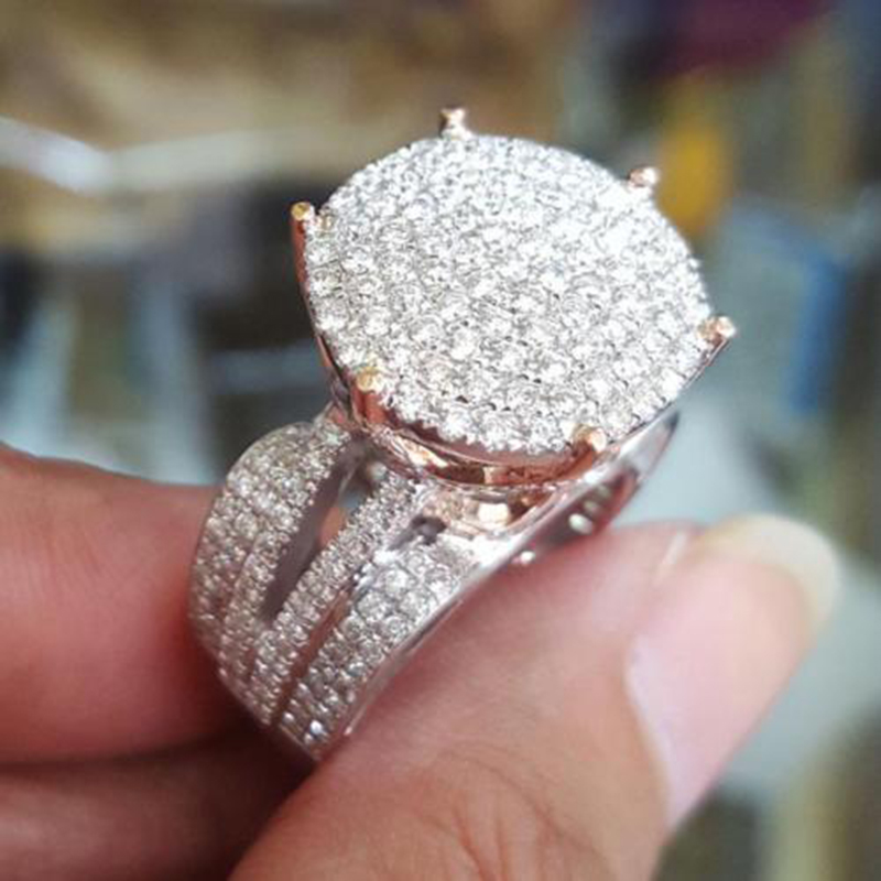 

Shiny Crystal Zircon Ring For Women Silver Color CZ Wedding Ring Men Fashion Jewelry Best Gifts Wholesale O5M209