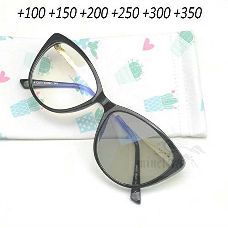 

MINCL/2020 new Sun Photochromic Lens Transition Sunglasses Cat Frames Ladies Reading Glasses uv400 with box FML