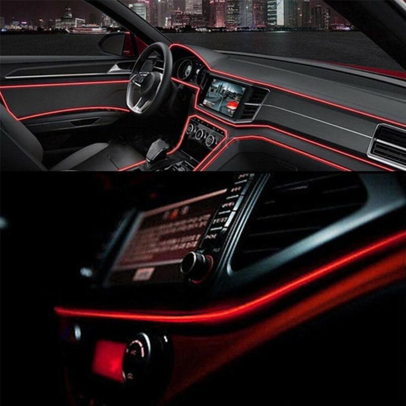 

2M Car LED Interior Led Strip Flexible Neon Light Decoration Garland lisence plate Wire Rope Tube Line With Cigaratte 7Color