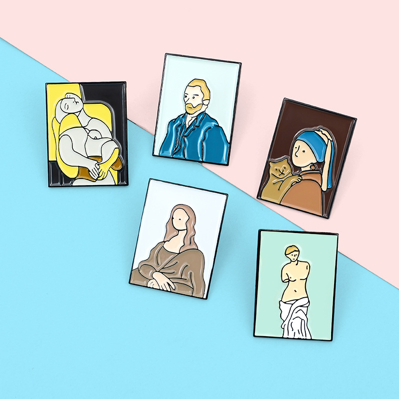 

Oil painting Enamel Pin People are famous badge brooch Lapel pin Denim Jeans shirt bag Cartoon Gift for cute and lovely Kid