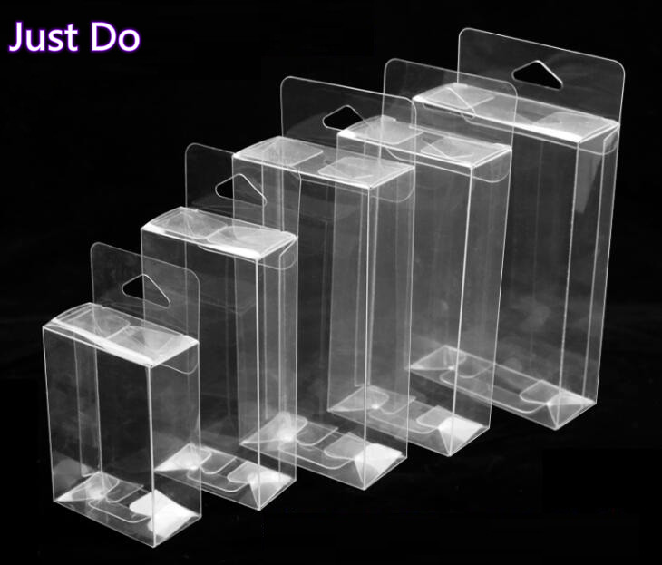 

flat Clear PVC packaging box with hanger hole Clear PVC Box Transparent Gift Packaging Gift Square packing