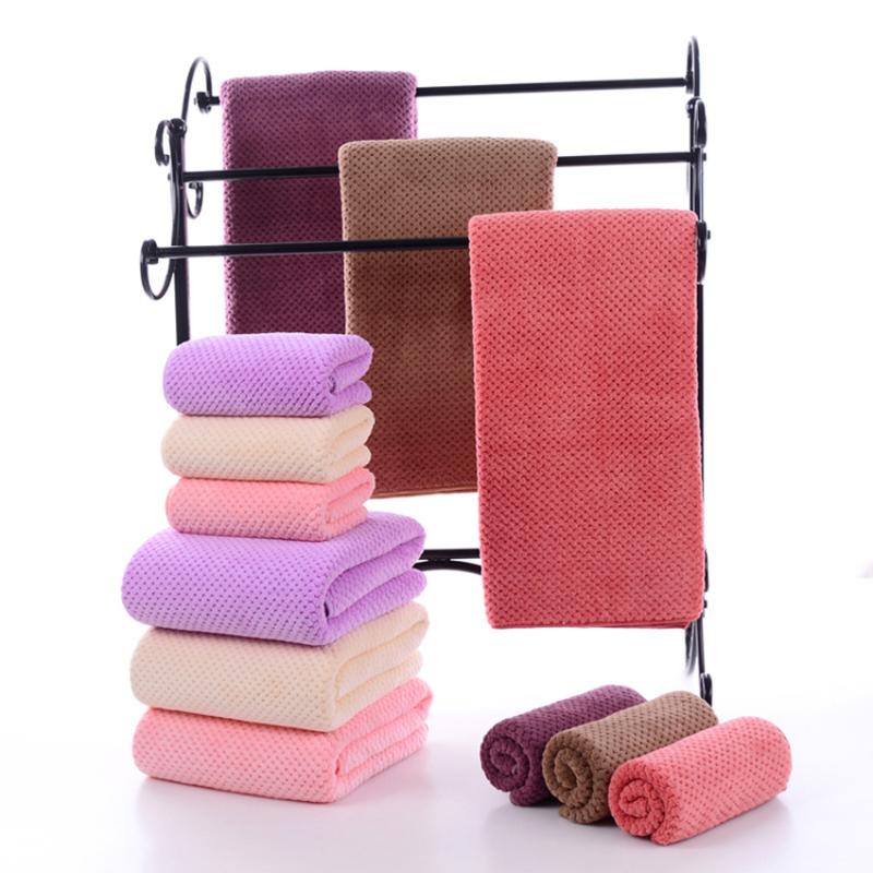 

Towel Solid Color 2PCS/SET Thick Soft Strong Water Absorption Face Bath Shower Set For Adults Kids Four Seasons Badetuch Toalla, Pink